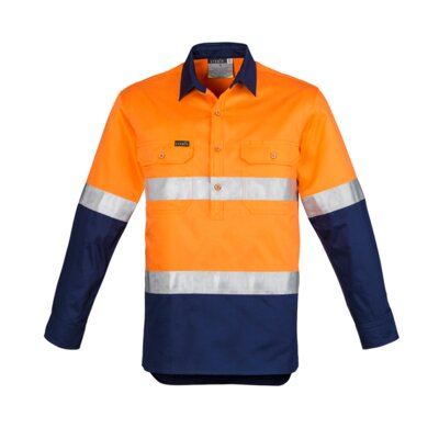 Syzmik Mens Hi-Vis Closed Front L/S Shirt Hoop Taped    Thumbnail