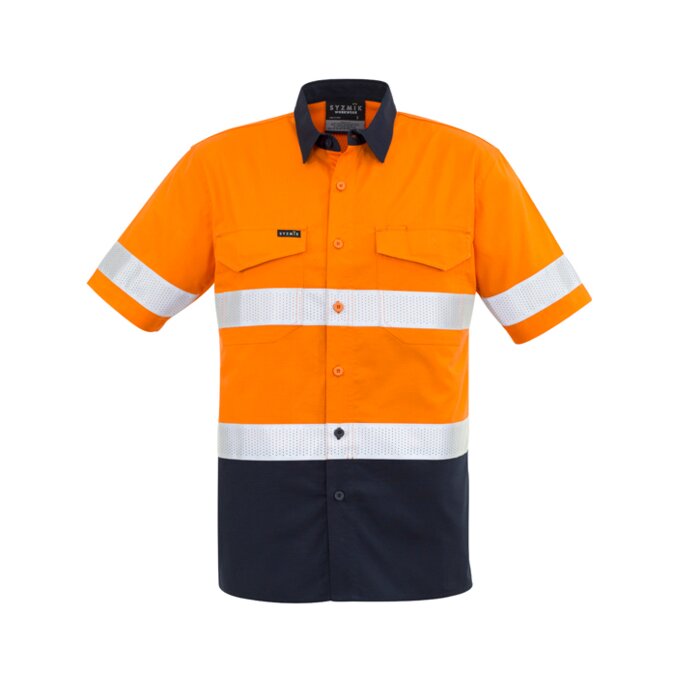 Syzmik Mens Rugged Cooling Taped - Hi Vis Spliced Short Sleeve Shirt Thumbnail